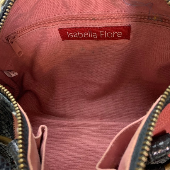 ISABELLA FIORE Leather Pink Black Handbag Purse - Picture 14 of 14